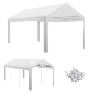 English Elm Outsunny 10' X 20' Carport Replacement Canopy Cover - Uv & Water Resistant, Easy Installation, White W2225P164082-GIGA