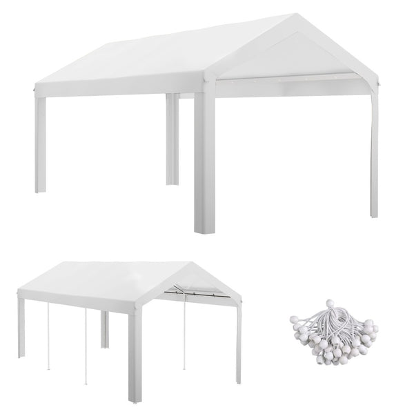 English Elm Outsunny 10' X 20' Carport Replacement Canopy Cover - Uv & Water Resistant, Easy Installation, White W2225P164082-GIGA