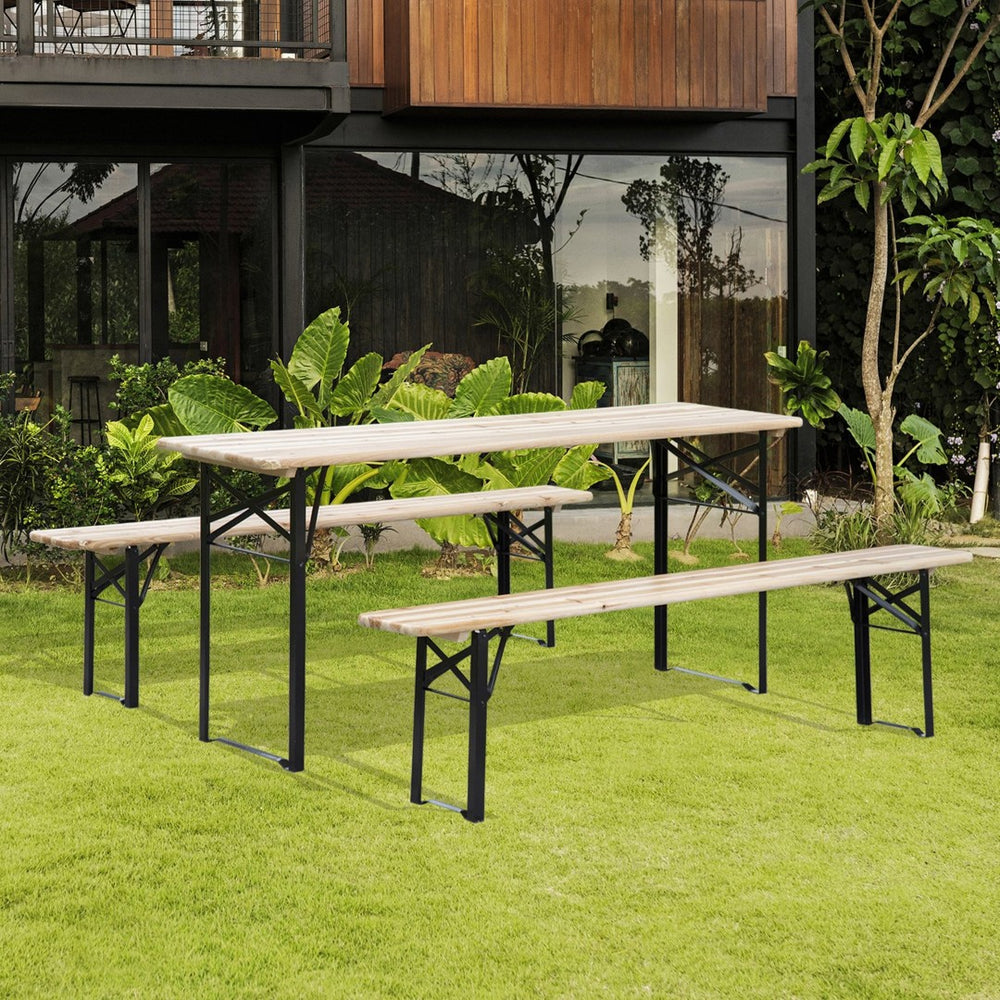 English Elm Outsunny 6' Portable Picnic Table Set - Folding 3-Piece Outdoor Dining Solution For Camping & Patio Fun W2225P172502-GIGA