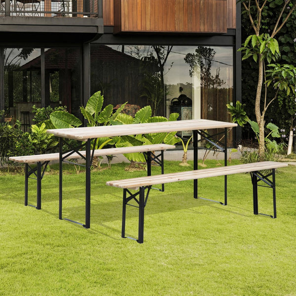 English Elm Outsunny 6' Portable Picnic Table Set - Folding 3-Piece Outdoor Dining Solution For Camping & Patio Fun W2225P172502-GIGA
