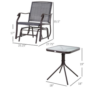 English Elm Outsunny 3-Piece Outdoor Glider Bistro Set With Rocking Chairs & Glass Table For Relaxed Conversations W2225P172596-GIGA