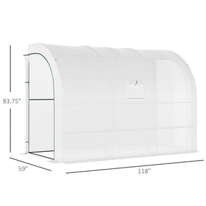 English Elm Outsunny 10' X 5' Lean-To Greenhouse With Roll-Up Doors, Weather-Resistant Cover & 3 Shelves! W2225P164078-GIGA