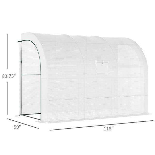 English Elm Outsunny 10' X 5' Lean-To Greenhouse With Roll-Up Doors, Weather-Resistant Cover & 3 Shelves! W2225P164078-GIGA