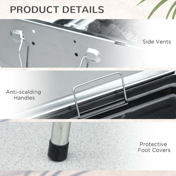 English Elm Outsunny Stainless Steel Folding Charcoal Hibachi Grill for Camping and Tailgate Use W2225P200823