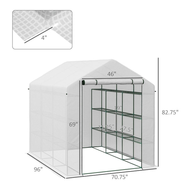 English Elm Outsunny Walk-In Greenhouse With Zipper Door, 18 Shelves, Heavy-Duty Cover, Ideal For Outdoor Gardening W2225P164118-GIGA