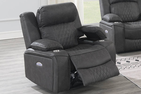 English Elm Power Motion Recliner Chair Charcoal Gel Leatherette w/ Cup Holders USB Light Wireless Charge Storage B011P162630