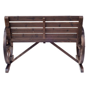 English Elm Outsunny 41" Rustic Wooden Wagon Wheel Bench - Weather-Resistant, 2-Person Patio Seating Furniture W2225P172496-GIGA