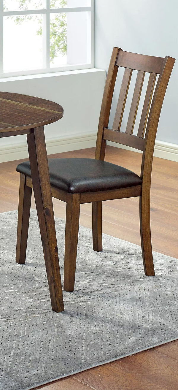 English Elm Cozy Walnut 3pc Round Dining Set with Padded Leatherette Seats, Solid Wood Ladder-Back Chairs, Compact 36" Table B011P162633