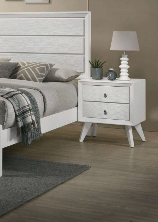 English Elm Contemporary Solid Wood Nightstand Wave Textured Drawers Bronze Knobs Bedroom Storage B011P162627