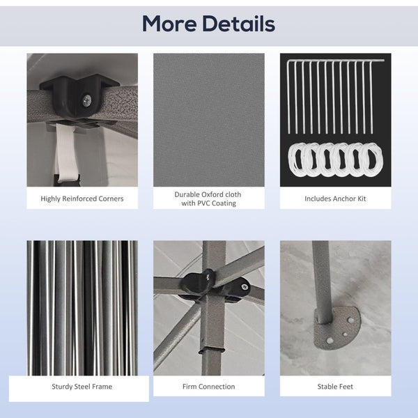 English Elm Outsunny 10' X 20' Instant Pop-Up Canopy Tent – Adjustable Height, Portable Shelter For Events, Gray W2225P200838-GIGA