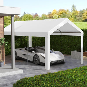 English Elm Outsunny 10' X 20' Carport Replacement Canopy Cover - Uv & Water Resistant, Easy Installation, White W2225P164082-GIGA