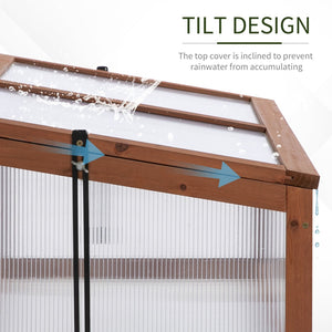 English Elm Outsunny Fir Wood Cold Frame Greenhouse Polycarbonate Panels Uv Protection Outdoor Planter W2225P164111