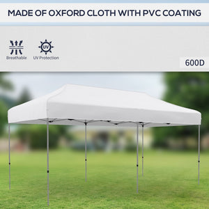 English Elm Outsunny 10' X 20' Pop Up Canopy Tent - Adjustable Height Instant Shelter For Outdoor Events & Storage W2225P200836-GIGA