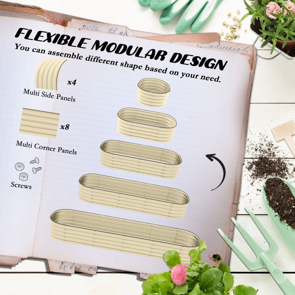 English Elm Outsunny 7.9' Galvanized Raised Garden Bed Kit - Stylish Metal Planter Box For Herbs & Vegetables W2225P172545-GIGA