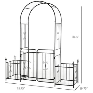 English Elm Outsunny 86" Metal Garden Arbor Arch With Trellis Sides, Lockable Gate, Perfect For Climbing Plants & Events W2225P172574-GIGA
