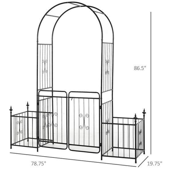 English Elm Outsunny 86" Metal Garden Arbor Arch With Trellis Sides, Lockable Gate, Perfect For Climbing Plants & Events W2225P172574-GIGA