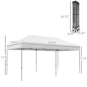 English Elm Outsunny 10' X 20' Pop Up Canopy Tent - Adjustable Height Instant Shelter For Outdoor Events & Storage W2225P200836-GIGA