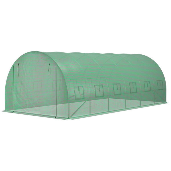 English Elm Outsunny 19.7' X 9.8' Heavy Duty Greenhouse Cover With 12 Windows, Zippered Door & Uv Protection W2225P164080-GIGA