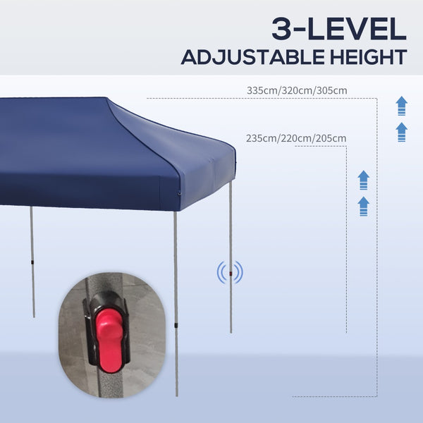 English Elm Outsunny 10' X 20' Pop Up Canopy Tent With Adjustable Heights, Easy Setup, Wheeled Carry Bag, Dark Blue W2225P200837-GIGA