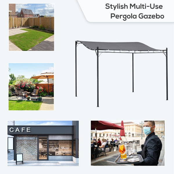 English Elm Outsunny 10' X 10' Steel Pergola Gazebo With Weather-Resistant Canopy & Drainage Holes For Stylish Shade W2225P164075-GIGA