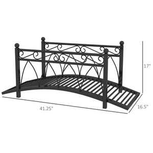 English Elm Outsunny Steel Arch Garden Bridge Ornate Scrollwork Spheres Pond Path Decor W2225P200794