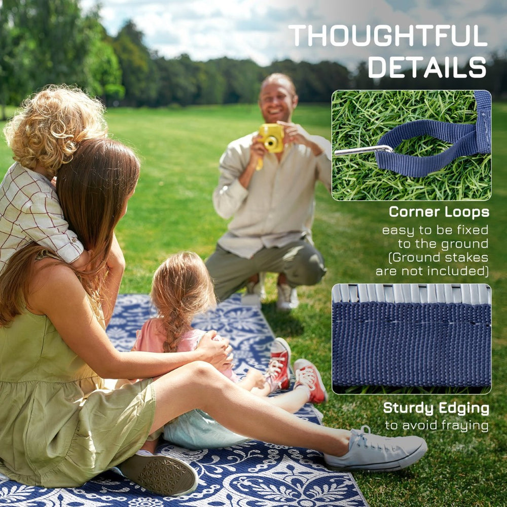 English Elm Outsunny Reversible Waterproof Outdoor Rug, 9' X 18' Floral Mat For Patios, Rvs, Beach, Picnic Fun W2225P172570-GIGA