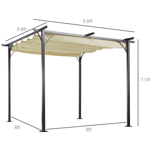English Elm Outsunny 10' X 10' Retractable Pergola Canopy – Stylish Metal Shade Shelter For Patio & Garden Use W2225P164120-GIGA