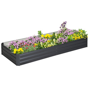 English Elm Outsunny Galvanized Raised Garden Bed 7.9' X 3' Metal Planter Box For Vegetables, Herbs & Flowers W2225P172487-GIGA