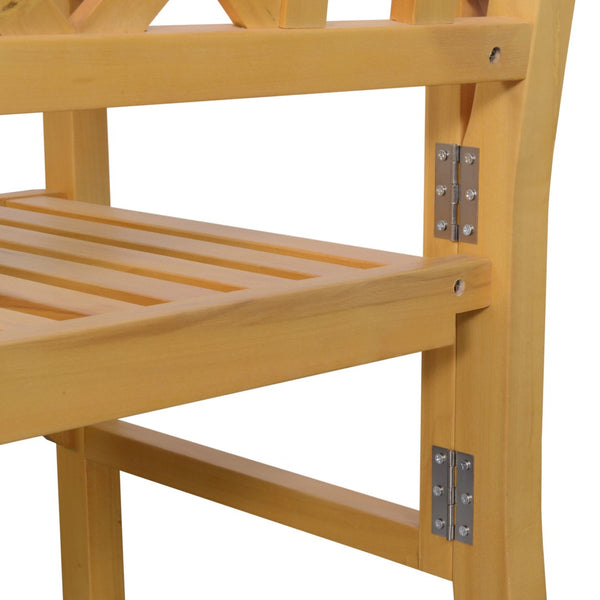 English Elm Outsunny 4Ft Wooden Folding Loveseat Bench For 2, Stylish Portable Chair With Backrest & Armrests W2225P172593-GIGA