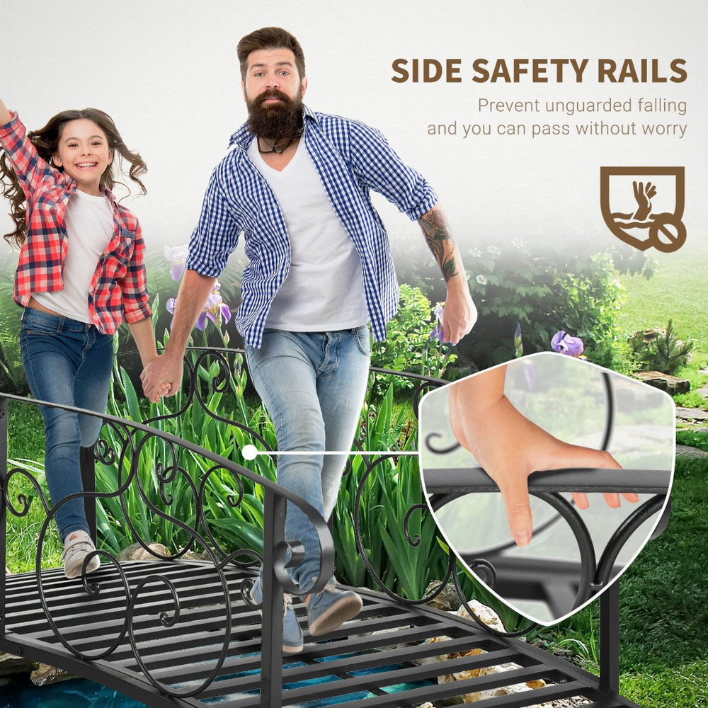 English Elm Outsunny 6' Metal Arch Bridge With Safety Rails - Elegant Garden Pathway For Streams, Ponds, And More W2225P172587-GIGA