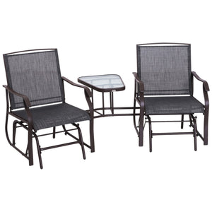 English Elm Outsunny Outdoor Glider Chairs Set With Center Table – Stylish 2-Seat Rocking Loveseat For Relaxation W2225P172499-GIGA