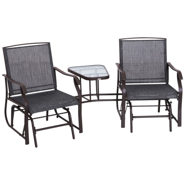 English Elm Outsunny Outdoor Glider Chairs Set With Center Table – Stylish 2-Seat Rocking Loveseat For Relaxation W2225P172499-GIGA