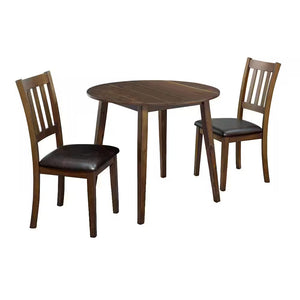 English Elm Cozy Walnut 3pc Round Dining Set with Padded Leatherette Seats, Solid Wood Ladder-Back Chairs, Compact 36" Table B011P162633