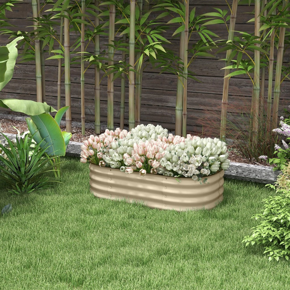 English Elm Outsunny Galvanized Steel Raised Garden Bed Outdoor Planter with Safe Rubber Edging W2225P172533
