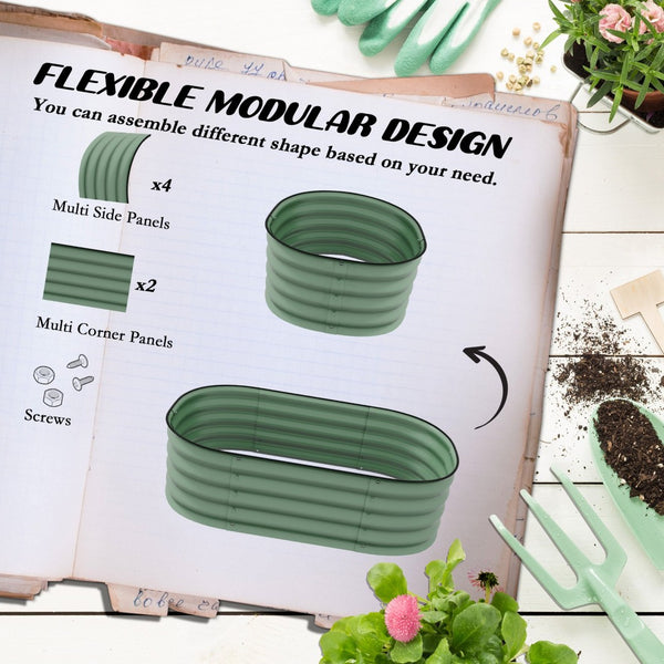 English Elm Outsunny 3.4' X 2' Galvanized Steel Raised Garden Bed Kit For Easy Diy Planting Of Herbs & Veggies W2225P172540-GIGA