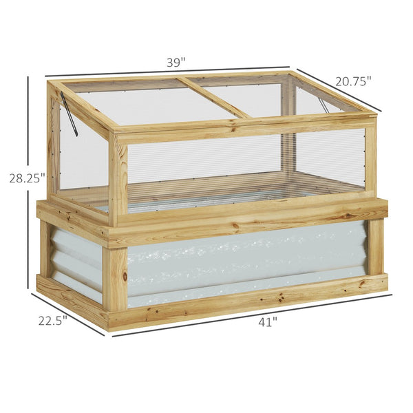 English Elm Outsunny Lean-To Raised Garden Bed & Polycarbonate Greenhouse – Perfect For Small Spaces & Plant Care! W2225P164090-GIGA