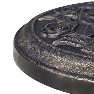 English Elm Outsunny 18" Round Resin Umbrella Base Stand With Elegant Rose Design For Patios, Decks & Gardens W2225P164054-GIGA
