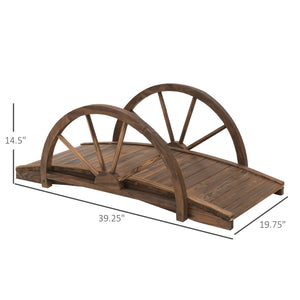 English Elm Outsunny 3.3Ft Arched Wooden Garden Bridge With Half-Wheel Railings & Durable Fir Wood For Outdoors W2225P172506-GIGA