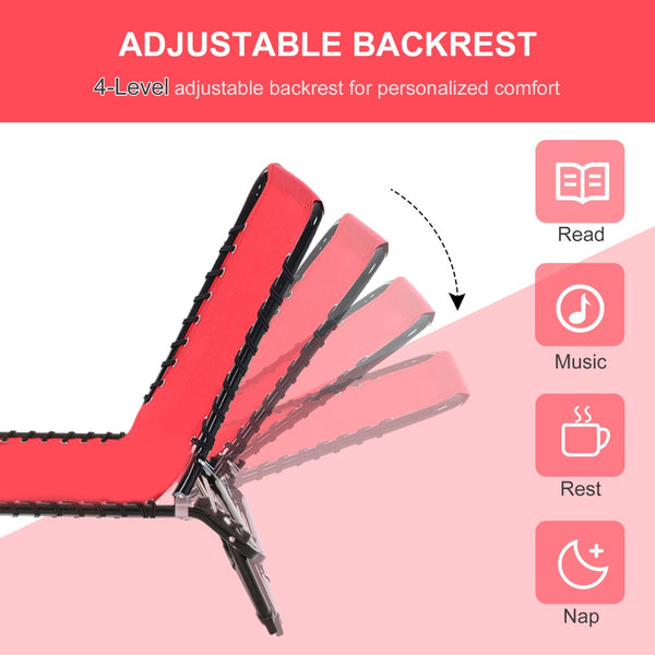 English Elm Outsunny Folding Chaise Lounge Chair - 4-Position Recline, Breathable Mesh & Portable Design For Outdoor Fun W2225P172517-GIGA