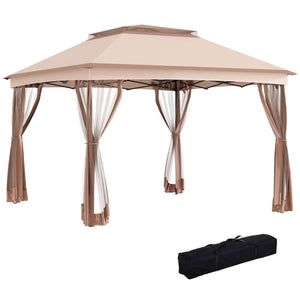 English Elm Outsunny 11' X 11' Pop-Up Canopy Tent With Zipper Netting - Instant Backyard Shade & Bug Protection W2225P164055-GIGA