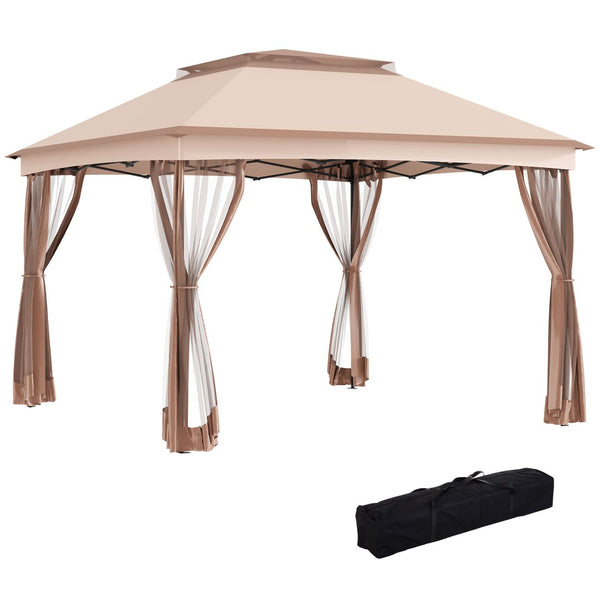 English Elm Outsunny 11' X 11' Pop-Up Canopy Tent With Zipper Netting - Instant Backyard Shade & Bug Protection W2225P164055-GIGA
