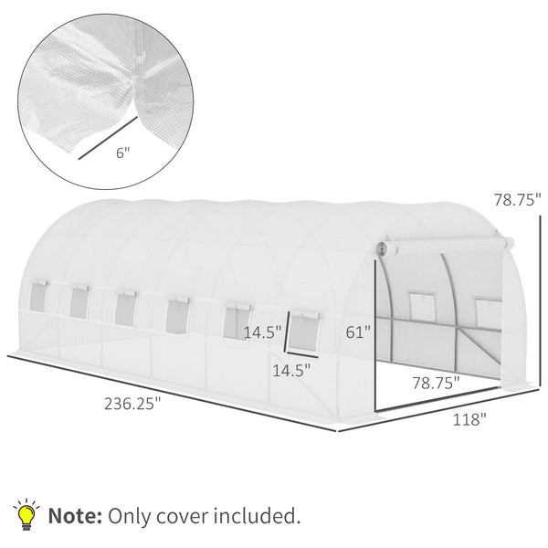 English Elm Outsunny Heavy-Duty Greenhouse Cover Replacement, 19.7' X 9.8' Waterproof Tarp With Vents & Zippered Door W2225P164096-GIGA