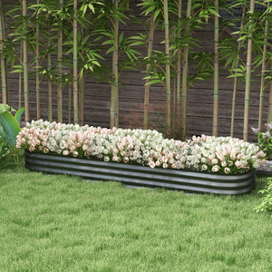 English Elm Outsunny Galvanized Steel Raised Garden Bed Modular Planter for Herbs and Vegetables W2225P172538