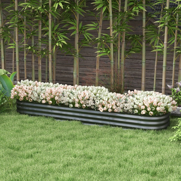 English Elm Outsunny Galvanized Steel Raised Garden Bed Modular Planter for Herbs and Vegetables W2225P172538