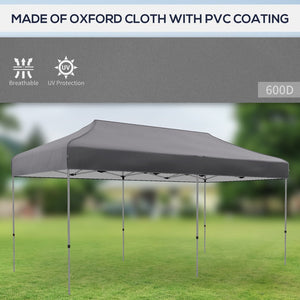 English Elm Outsunny 10' X 20' Instant Pop-Up Canopy Tent – Adjustable Height, Portable Shelter For Events, Gray W2225P200838-GIGA