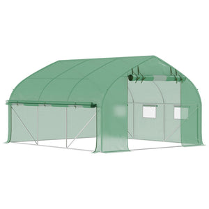 English Elm Outsunny 11.5' X 10' Walk-In Tunnel Greenhouse With Zippered Door, 7 Windows & Durable Steel Frame W2225P164127-GIGA