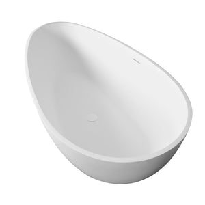 English Elm 66.9 Inch Stone Resin Freestanding Soaking Tub Matte White Sculptural Spa Bath W1613P162597