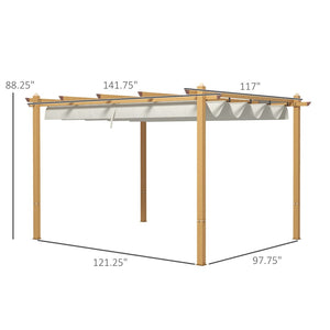 English Elm Outsunny 10' X 12' Retractable Pergola Canopy - Stylish Aluminum Outdoor Shade For Garden & Patio W2225P164089-GIGA