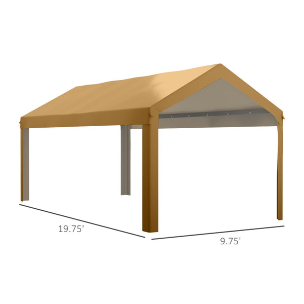 English Elm Outsunny 10' X 20' Heavy-Duty Replacement Canopy Cover, Uv & Water Resistant Garage Shelter In Beige W2225P164130-GIGA