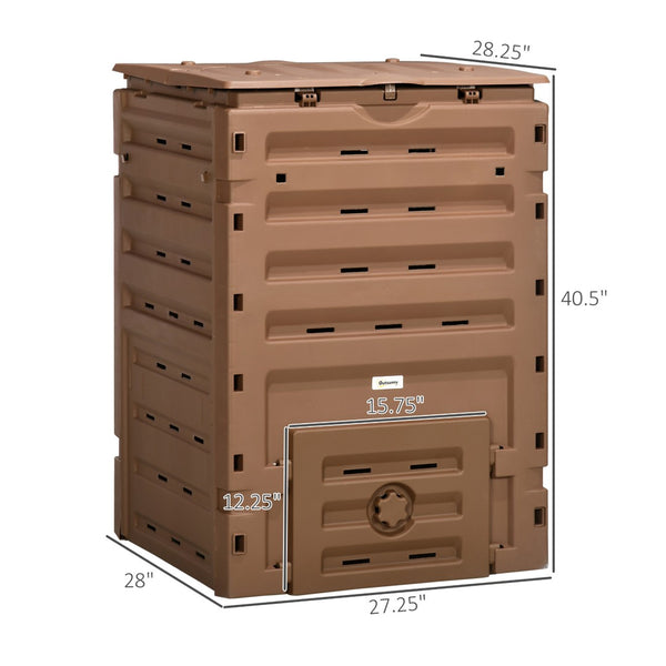 English Elm Outsunny Garden Compost Bin 120 Gallon, Bpa-Free Composter With 80 Vents & Sliding Doors For Easy Use W2225P172555-GIGA